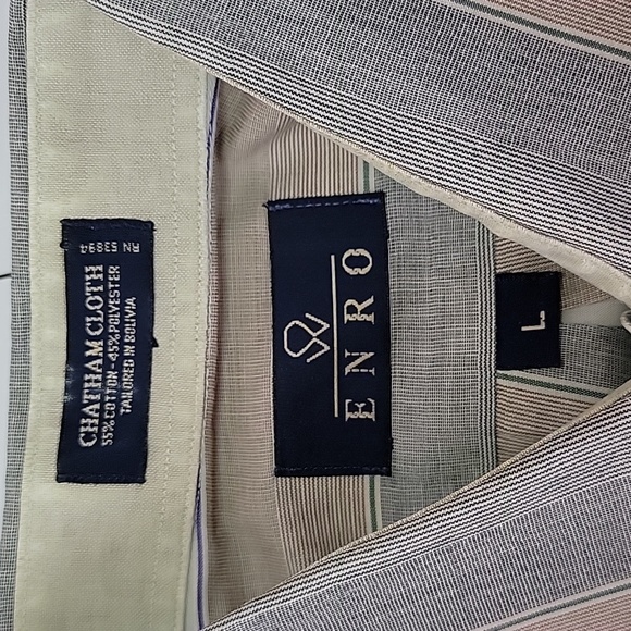 CHATHAM CLOTH ENRO  STRIPED SHORT SLEEVE SHIRT/ L. - Picture 6 of 9